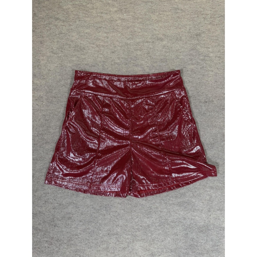 Two 2 Fly Hot Pants Shorts Womens M Red Metallic Stretch‎ Party Casual High Rise